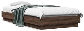 vidaXL Cadru de pat cu lumini LED, stejar maro, 100x200 cm