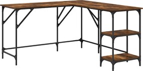 vidaXL Birou, stejar afumat, 139x139x75 cm, lemn prelucrat