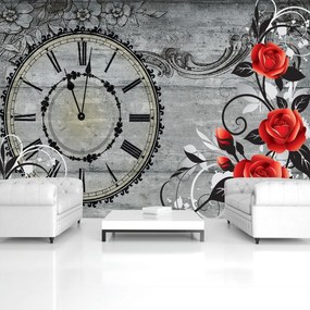 Fototapet - Ceas cu flori (152,5x104 cm)