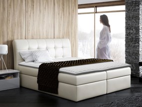Pat matrimonial 200 cm Lima (crem ) (cu somieră, saltea și sp. depozitare). Promo -17%. 1070139