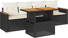 vidaXL Set mobilier de grădină cu perne, 5 piese,poliratan/lemn acacia