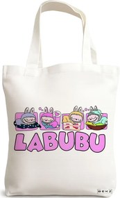 Sacosa de Panza pentru Cumparaturi, Geanta Tote, model Labubu 4 38 x 34.5 cm, Alba, BEKZ®