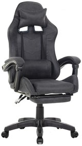 Scaun gaming, masaj în perna lombară, suport picioare, textil, Negru