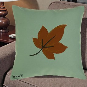 Perna Decorativa Frunza de Toamna Portocalie, 40x40 cm, Verde, Husa Detasabila, Perna Inclusa, BEKZ®