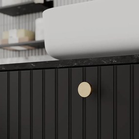 Dulap baie suspendat 80X60 cm pentru lavoar, negru mat, doua sertare softclose Defra Fuego 80 cm