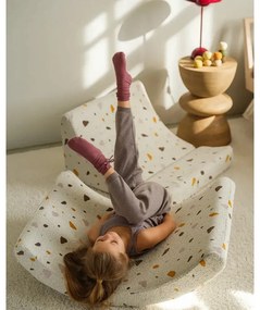 Fotoliu de copii alb cu tapițerie din țesătură bouclé/cu tapițerie din chenille Terrazzo Moon – Wigiwama