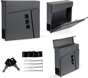 Cutie poștală din oțel galvanizat cu suport pentru ziare antracit