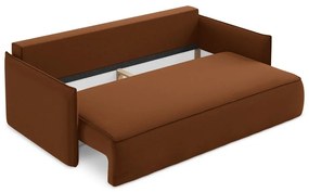 Canapea teracotă extensibilă/cu spațiu de depozitare cu tapițerie din catifea 225 cm Hula – Makamii