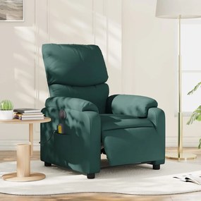 vidaXL Fotoliu electric de masaj rabatabil, verde închis, textil
