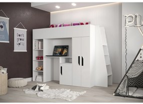 Pat pentru copii combinat 90 cm Puro 15 (alb mat + alb lucios + mânere negre). 1087102