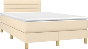 vidaXL Pat continental cu saltea, crem, 120x190 cm, textil