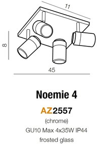 Plafoniera cu 4 Spoturi directionabile pentru baie NOEMIE