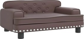 vidaXL Pat de câini, maro, 70x45x30 cm, piele ecologică