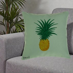 Perna Decorativa Ananas Tropical, 40x40 cm, Verde, Husa Detasabila, Perna Inclusa, BEKZ®