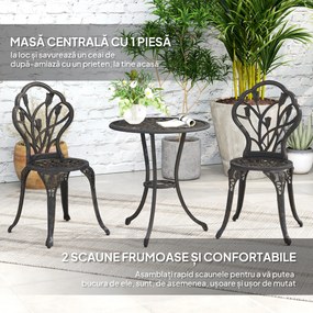 Outsunny Set de Gradina 3 Piese din Aluminiu cu 2 Scaune | Aosom Romania