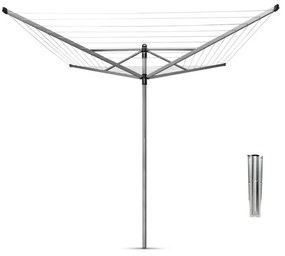 Brabantia Lift-O-Matic spațiu în aer liber 90300266, 40 m, Înălțime reglabilă, Țeapă metalică de săpat, Valiză, Geantă cu cleme, Rezistent la coroziune, Inox