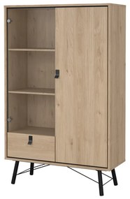 Vitrină în culoare naturală cu aspect de lemn de stejar 102x162x40 cm Ry – Tvilum