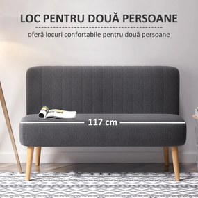 HOMCOM canapea textila, fara cotiere, 117x56.5x77cm, gri | Aosom Romania