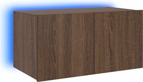 vidaXL Comodă TV de perete cu lumini LED, stejar maro, 60x35x31 cm