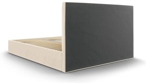 Pat matrimonial 160x200 cm bej tapițat cu spațiu de depozitare cu somieră Juniper – Mazzini Beds