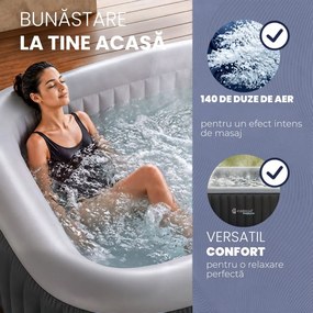 Cadă cu hidromasaj gonflabilă OASIS pentru 6 persoane, pătrată, neagră Casaria