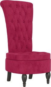 vidaXL Fotoliu cu spătar înalt, roșu vin, catifea, design cu nasturi