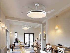Lustra LED cu Ventilator si telecomanda, lame retractabile Vento alb/ bronz