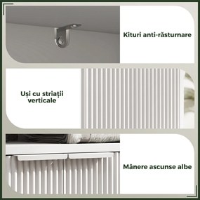 HOMCOM Dulap de Baie Sub Chiuvetă cu Raft Interior Ajustabil Alb | Aosom Romania