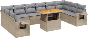 vidaXL Set canapele de grădină cu perne, 11 piese, bej, poliratan