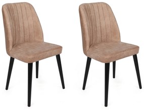 Set 2 scaune haaus Alfa, Bej/Negru, textil, picioare metalice