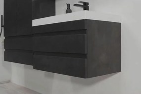Set dulap baza suspendat KolpaSan Naomi gri antracit cu lavoar 60 cm