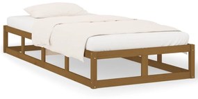 820824 vidaXL Cadru de pat mic single 2FT6 maro miere, 75x190 cm, lemn masiv