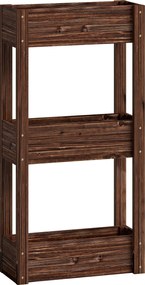 Outsunny Bac pentru plante ridicat jardinieră pe picioare 3 niveluri orificii de drenaj și căptușeală 60 x 25 x 120 cm, Maro | Aosom Romania