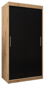 Dulap de haine 100 cm Toki (stejar artisan + negru mat). 1064798