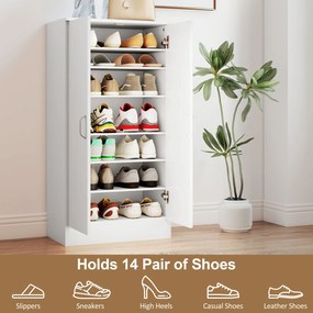 HOMCOM Dulap pentru Pantofi cu 6 Rafturi Ajustabile din Lemn 55x35x108 cm Alb | Aosom Romania