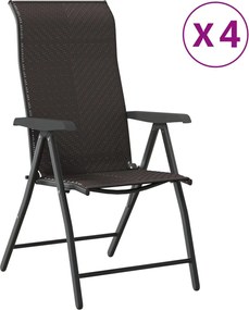 vidaXL Scaune Rabatabile De Gradina 4 buc., cafea neagră, poliratan