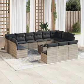 vidaXL Set mobilier de grădină cu perne,14 piesegri deschis, poliratan
