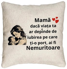 Perna Decorativa Canapea, Model pentru Mama 11, 40x40 cm, Cu fermoar