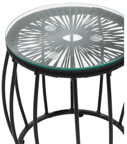 Set măsuță și 2 scaune de exterior Lady Pakoworld din metal și ratan, negru