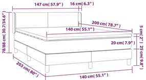 Pat continental cu saltea, crem, 140x200 cm, material textil Crem, 140 x 200 cm, Design simplu