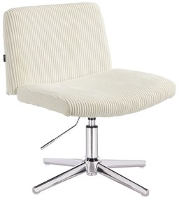 HR150CROSS Scaun Alb din Catifea Reiată cu Bază Cromata