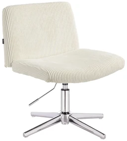HR150CROSS Scaun Alb din Catifea Reiată cu Bază Cromata