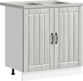 vidaXL Dulap baza chiuvetă cu ușă Lucca 2 pcs Gri Sonoma Lemn compozit