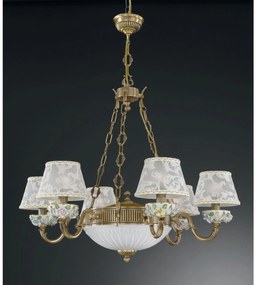 Candelabru clasic din alama cu detalii din portelan 9000