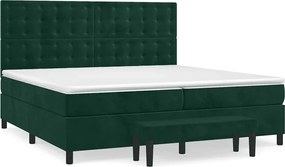 vidaXL Pat box spring cu saltea, verde închis, 200x200 cm, catifea