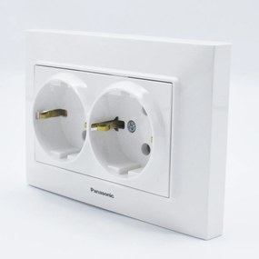 Priza dubla cu impamantare, 16A, IP20, Alb, Arkedia Slim