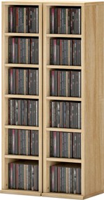HOMCOM Set de 2 Rafturi pentru CD-uri cu Polițe Reglabile, Capacitate 204 CD-uri, Design Compact, 21x22,5x88,5 cm, Stejar | Aosom Romania