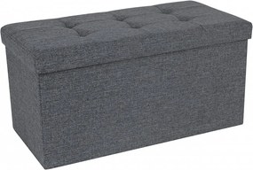 Bancheta cu capac si spatiu depozitare, textil / MDF, gri inchis, Songmics