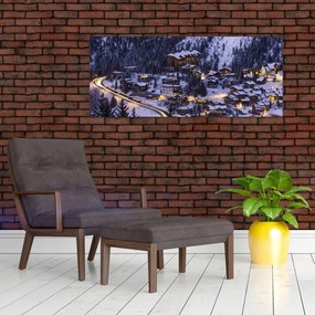 Tablou - orășelul montan iarna (120x50 cm)