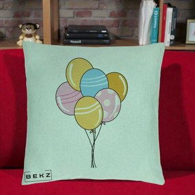 Perna Decorativa Baloane Petrecere, 40x40 cm, Verde Menta, Husa Detasabila, Perna Inclusa, BEKZ®